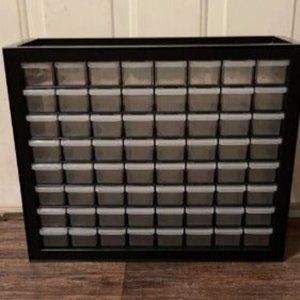 44 Drawer Stackable Storage Cabinet, 19.5-Inch W x 7-Inch D x 15.5-Inch H, Black